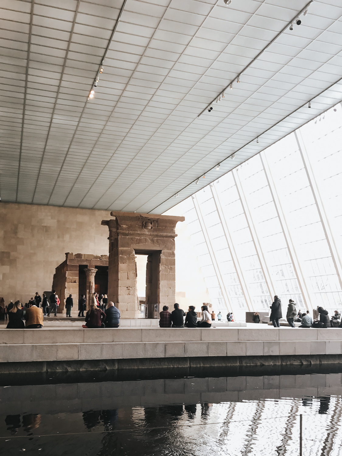Temple of Dendur ancient Egyptian temple at the Metropolitan Museum of Art New York with reflecting pool